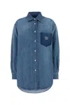 Miu Miu Denim Oversized Solid Shirt In Denim