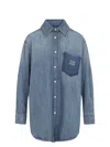 Miu Miu Denim Shirt With Chest Pocket And Round Hem