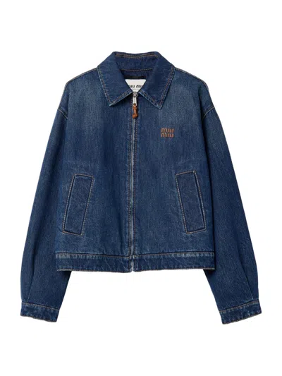 Miu Miu Women's Denim Trucker Jacket In Blue