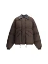 Miu Miu Women Down Jacket With Leather Collar In Brown