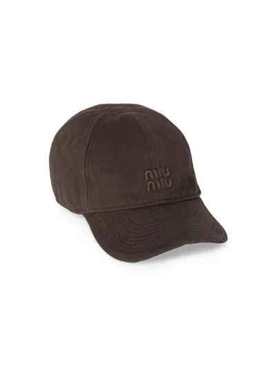 Miu Miu Women's Drill Baseball Cap In Brown