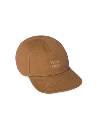 Miu Miu Women's Drill Baseball Cap In Brown