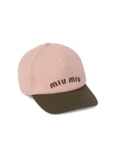 miu miu キャップ ピンク/ブラウン Miu Miu Two-tone Cotton Baseball Cap In Pink | ModeSens