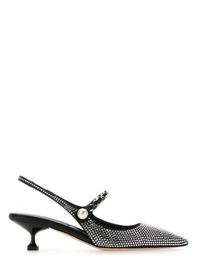MIU MIU WOMEN'S EMBELLISHED SATIN PUMPS