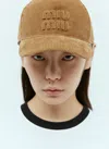 Miu Miu Women Embossed Logo Velvet Baseball Cap