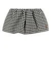 Miu Miu Mini Skirt With Embroidered Cotton Checkered Pattern