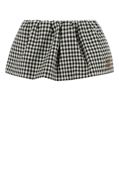 Miu Miu Women Embroidered Cotton Mini Skirt
