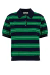 Miu Miu Striped Cotton Polo Shirt Embroidered In Multi