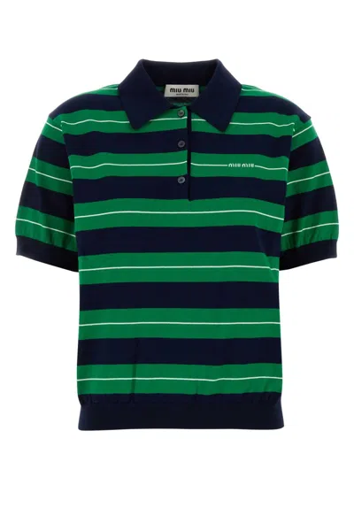 Miu Miu Women Embroidered Cotton Polo Shirt In Multi
