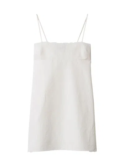Miu Miu Women's Embroidered Slubbed Canvas Mini-dress In White