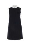 Miu Miu Wool Blend Pinstripe Midi Dress In Multicolor