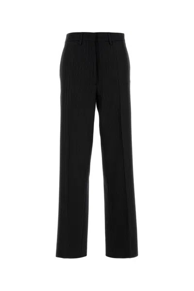 Miu Miu Women Embroidered Stretch Wool Palazzo Pant In Black