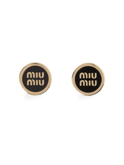 Miu Miu Women's Enameled Metal Earrings In Black