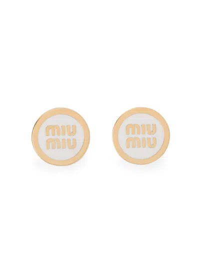 Miu Miu Women's Enameled Metal Earrings In Gold
