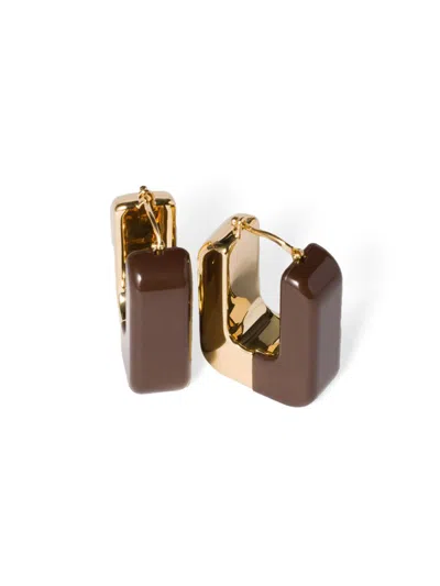 Miu Miu Women's Enameled Metal Earrings In Orange