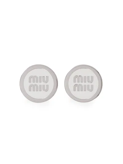 Miu Miu Women's Enameled Metal Earrings In White