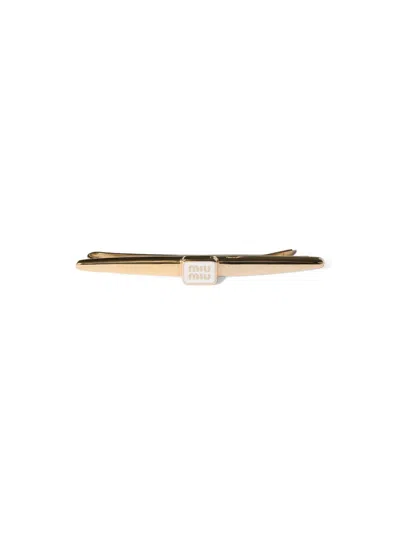 Miu Miu Women's Enameled Metal Hair Clip In Gold