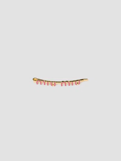 Miu Miu Women's Enameled Metal Hair Clip In Pink
