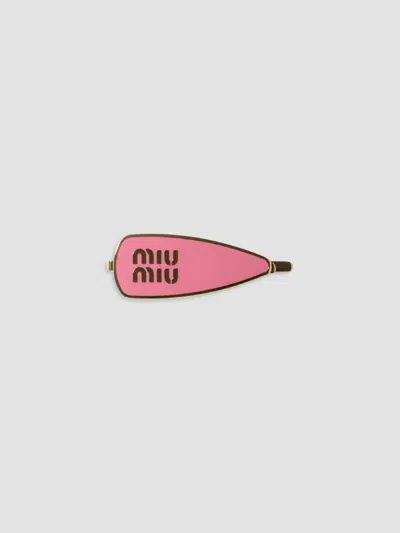 Miu Miu Women's Enameled Metal Hair Clip In Pink