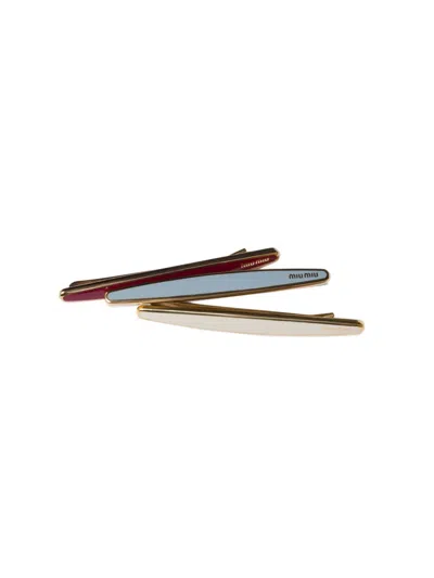 Miu Miu Women's Enameled Metal Hair Clips In Multi