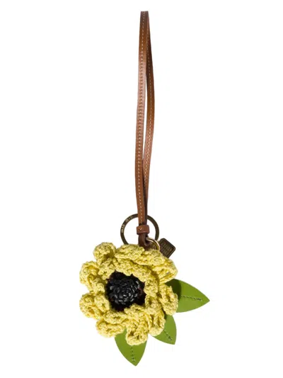 Miu Miu Women's Fabric And Leather Key Ring Trick Charm In Yellow