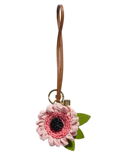 Miu Miu Women's Fabric And Leather Key Ring Trick In Pink
