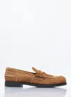Miu Miu Coin-plaque Suede Loafers In Brown