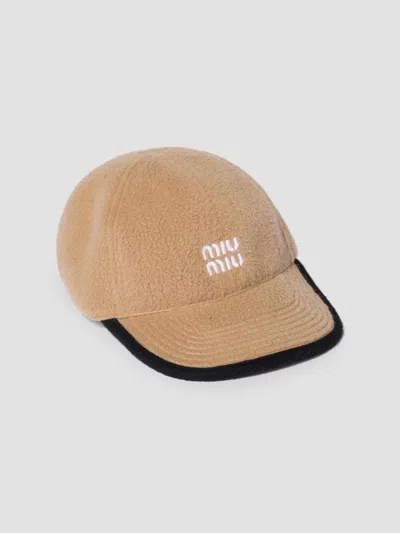 Miu Miu Women's Fleece Baseball Cap In Beige