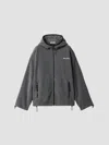 Miu Miu Hooded Jacket Elasticated Cuffs Drawstring Hem In Gray