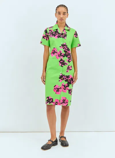 Miu Miu Women Flower Midi Dress In Green