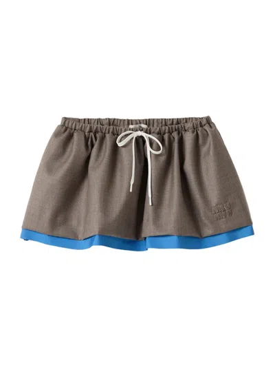 Miu Miu Women's Gabardine Miniskirt In Brown