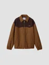 Miu Miu Collared Jacket Two Tone Elasticated Design In Brown