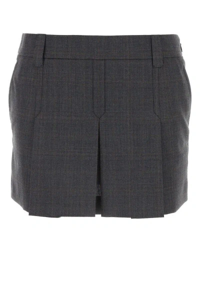 MIU MIU MIU MIU WOMEN GLENCHECK MINI SKIRT