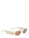 Miu Miu Glimpse Oval Sunglasses In White