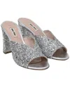 Miu Miu Women's Glitter Rocchetto Block Heel Slide Sandal (authentic Pre-  Loved)