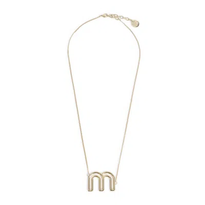 Miu Miu Mini Brass Statement Necklace For Women In Gold