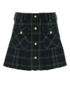 Miu Miu Women Embroidered Wool Mini Skirt In Multicolor