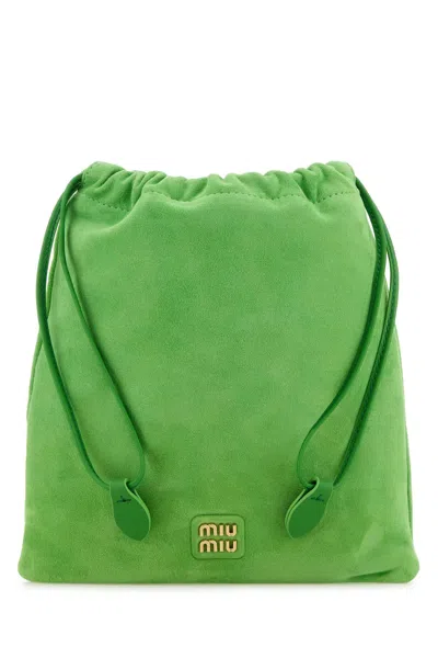 Miu Miu Women Green Suede Pouch