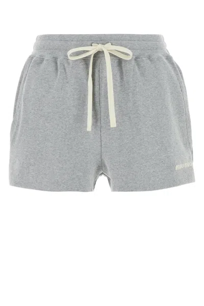 MIU MIU MIU MIU WOMEN GREY COTTON SHORTS