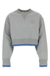 Miu Miu Women Cotton Crewneck Sweatshirt In Gray