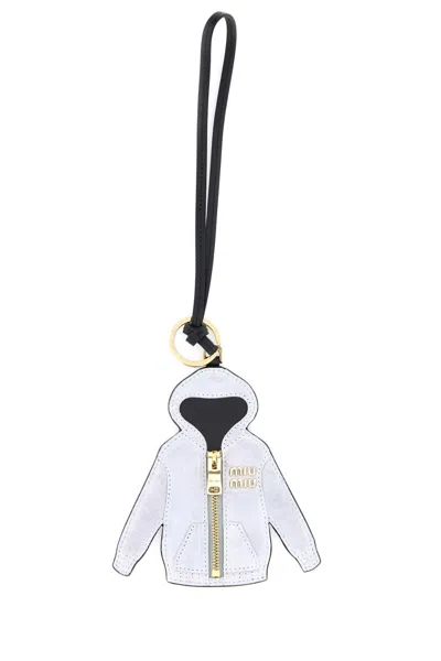 Miu Miu Women Grey Suede Keyring In Gray