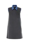 Miu Miu Women Grey Velour Mini Dress In Gray