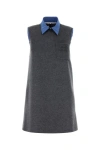 Miu Miu Women Grey Velour Mini Dress In Gray