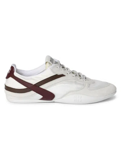 Miu Miu Women Two-tone Tech Fabric And Suede Gymnasium Sneakers In Multi