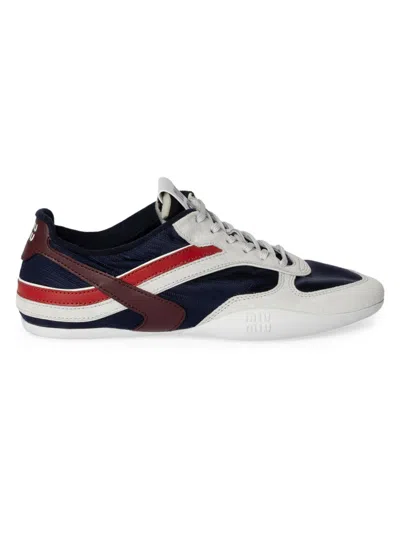 Miu Miu Multicolor Tech Fabric And Suede Gymnasium Sneakers In Animal Print