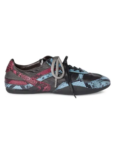 MIU MIU WOMEN'S GYMNASIUM TECHNICAL PYTHON-PRINT LEATHER LOW-TOP SNEAKERS