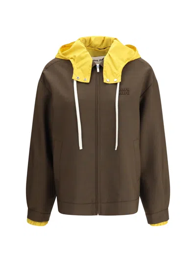MIU MIU MIU MIU WOMEN HOODED BOMBER JACKET