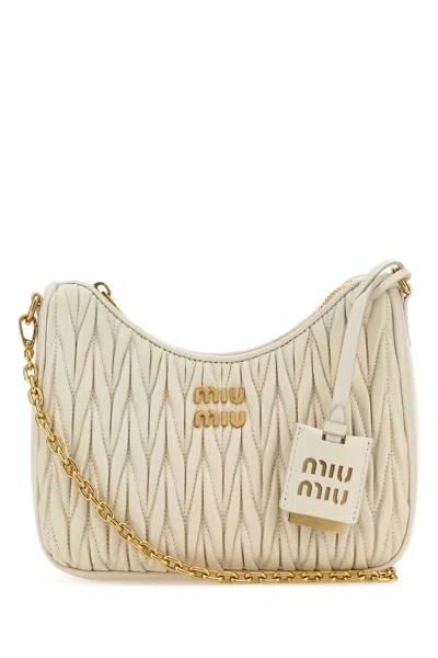 Miu Miu Women Ivory Leather Handbag In White