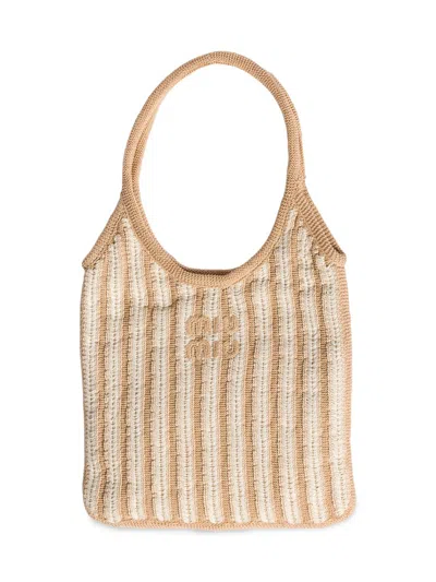 Miu Miu Ivy Crochet Bag In Neutral