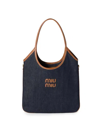 Miu Miu Women's Ivy Denim Shoulder Bag In Blue